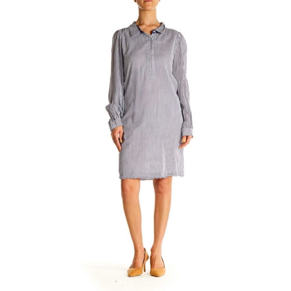 Womens Lily Pulitzer Blue & White Striped Long Sleeve Day Shirt Dress - Sz 4